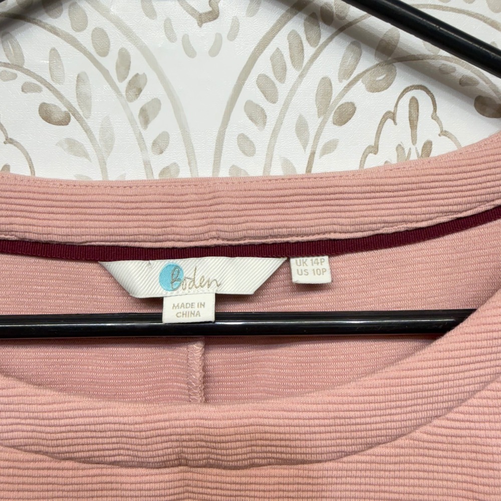 Boden Ottilie Dress Women 10P Pink Ottoman Rib Knit Shift Elbow Sleeve - Picture 3 of 6
